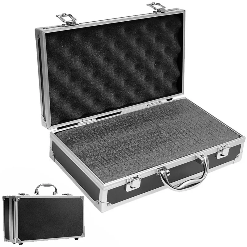 Online Caja de Herramientas de aluminio de 30x17x8cm caja de almacenamiento de caja de instrumentos portátil con forro de esponja Caja de Herramientas resistente a impactos de mano