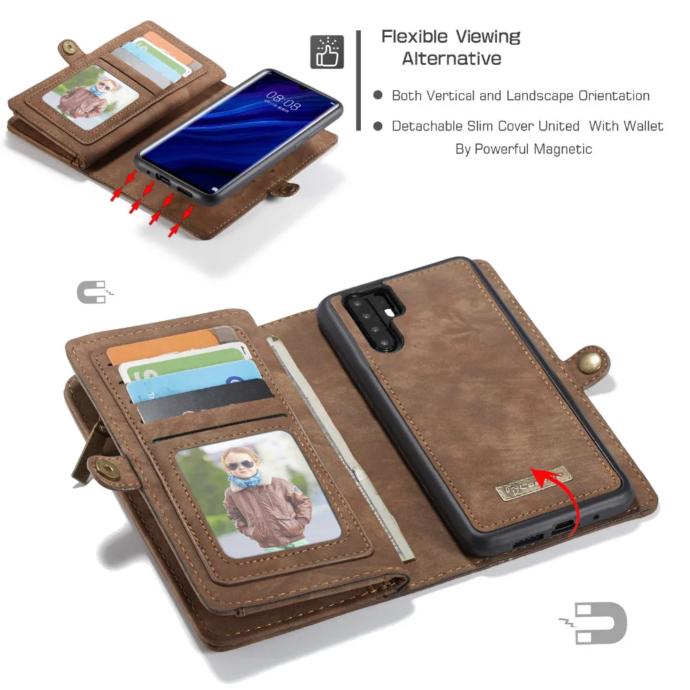 CaseMe Leather Flip Cover For Huawei P30 Wallet Bag Multi-functional Magnetic Phone Cases For Huawei Mate 20 P20 Pro Wallet Case