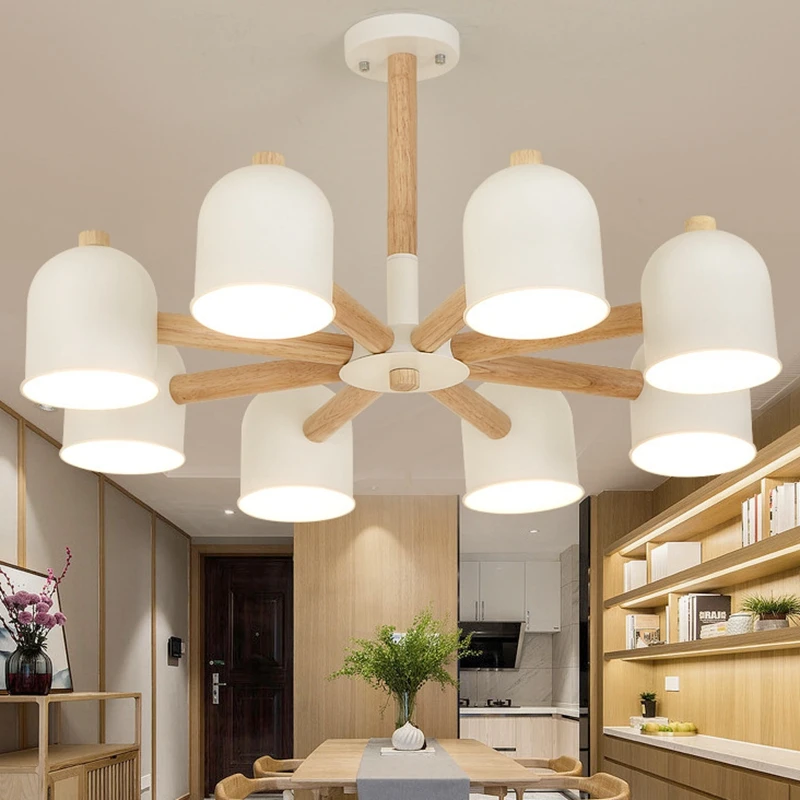 LukLoy деревянная палочка подвесной светильник, кухонный Остров гостиная магазин украшения современный прикроватный подвесной светильник из натурального дерева