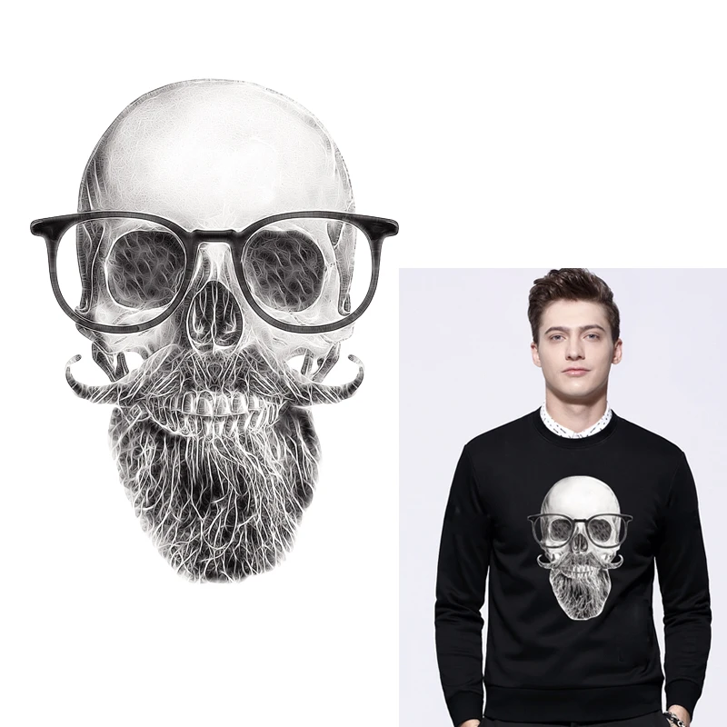 

Prajna Skull Iron-On Patch Big Size Pvc Heat Transfer Vinyl Stickers Punk Biker Patches Iron On Transfers For Clothing Jacket