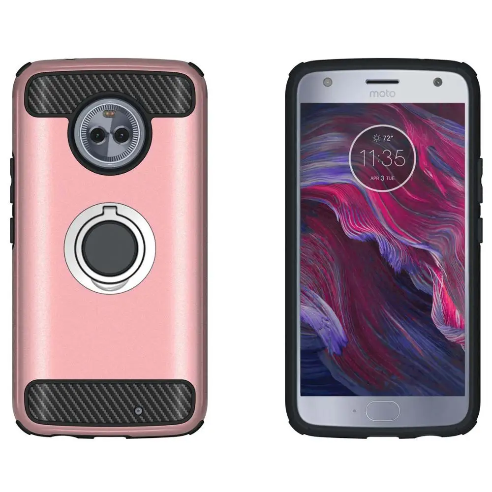 Cenlenso чехол для Motorola moto x4 Премиум TPU+ PC 2 в 1 дизайн с защитой от повреждений и кольцом кронштейн Non-slip Магнитный чехол для moto g5s плюс - Цвет: Rose Gold