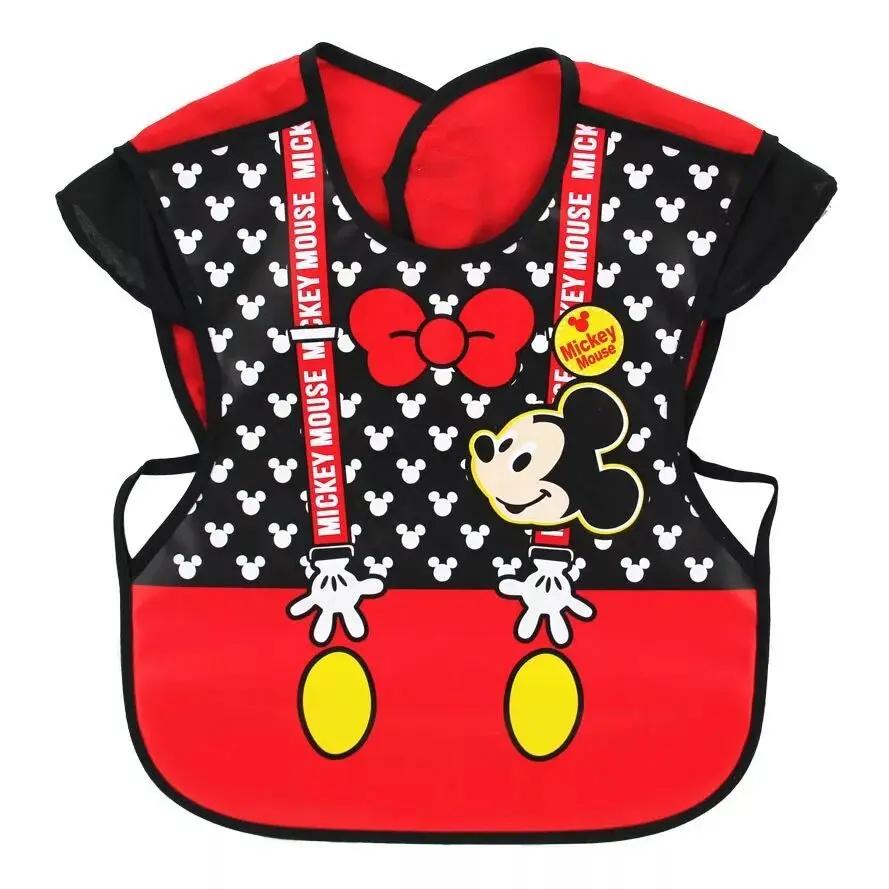 Disney minnie Eva bib waterproof children's smock maternity boy girl baby kindergarten cartoon saliva towel bib T-shirt Mickey