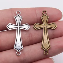 WYSIWYG 10pcs 42x22mm 2 Farben Antike Bronze Überzogene Kreuz Anschluss Charme Kreuz Charms Kreuz Charms Verbinder