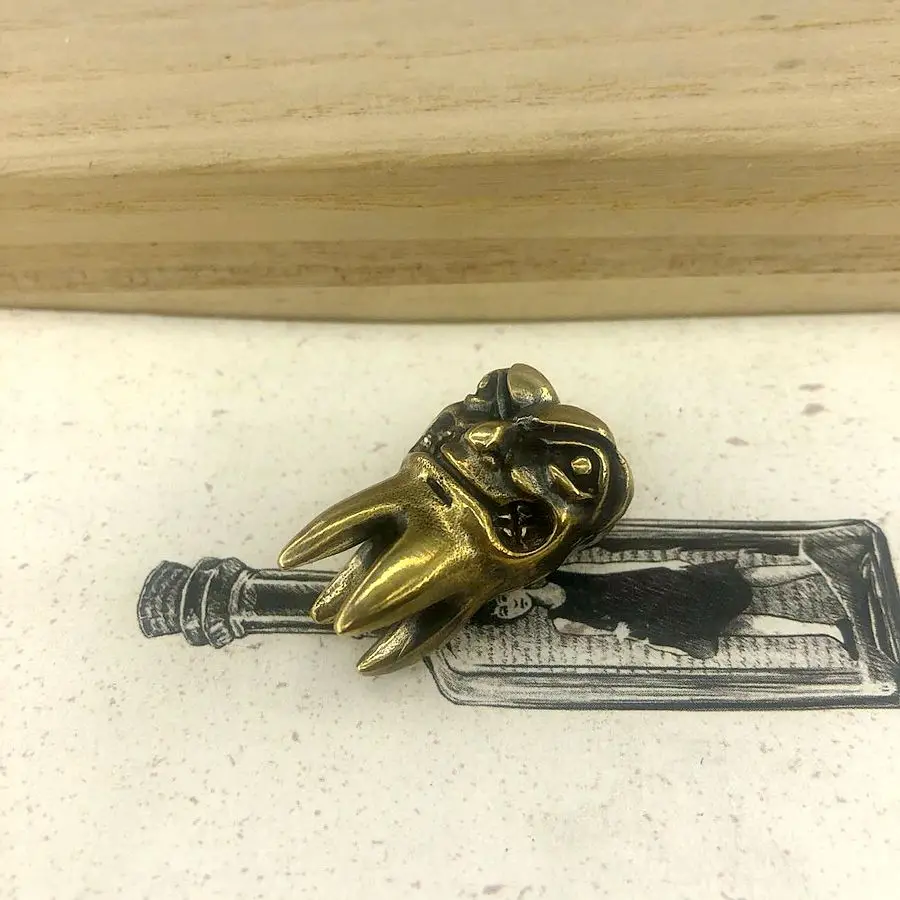 EDC инструменты латунные ножи бусины щеки зуб резьба бусы на шнурок Паракорд нож