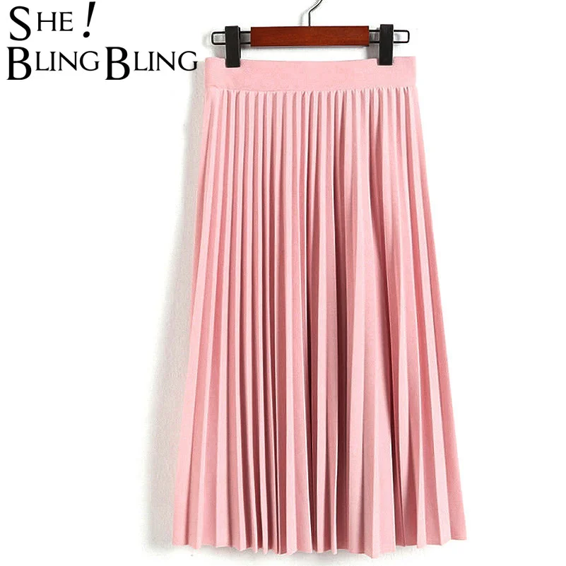 SheBlingBling весенне осенняя модная женская плиссированная однотонная эластичная