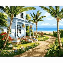 Картина в рамке DIY по номерам DIY Цифровая Холст Картина маслом украшение для дома для гостиной настенное искусство морской пейзаж 40*50 см