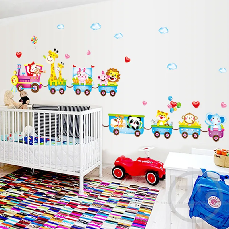 Zs autocollant train stickers muraux jungle décor mural enfants chambre