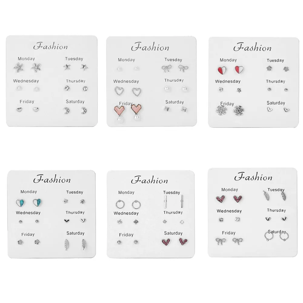 6 шт./компл. серебром Морская звезда полумесяц свадебные жемчужные серьги-гвоздики с Smple; Симпатичные тапочки с узором в виде звезды Комплект сережек для женщин повседневные серьги, ювелирное изделие, подарок