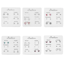 6 шт./компл. серебром Морская звезда полумесяц свадебные жемчужные серьги-гвоздики с Smple; Симпатичные тапочки с узором в виде звезды Комплект сережек для женщин повседневные серьги, ювелирное изделие, подарок