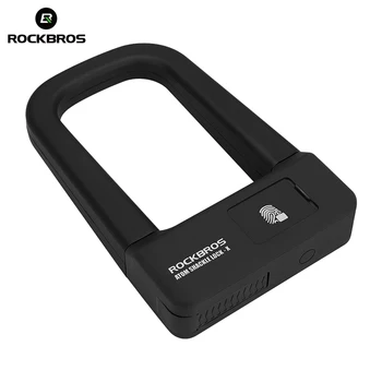 

ROCKBROS Bike Lock Bicycle Anti-theft Motorcycle Lock Alarm MTB Road Cycling Fingerprint U Smart Lock Cable Bicycle Accessories