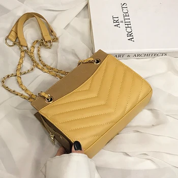 

10Advanced Chains Messenger Bags for Girls Yellow Summer Quality Women Shoulder Bags Pu Leather Purse and Handbags Shoulder Bag