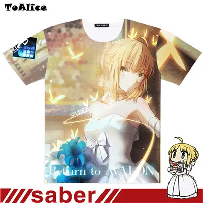 Прямая поставка, брендовые футболки Fate Stay Night с полным графическим принтом, Fate Extra Saber, косплей, принт, Мужская футболка, футболки, топы с коротким рукавом, 8 дизайнов