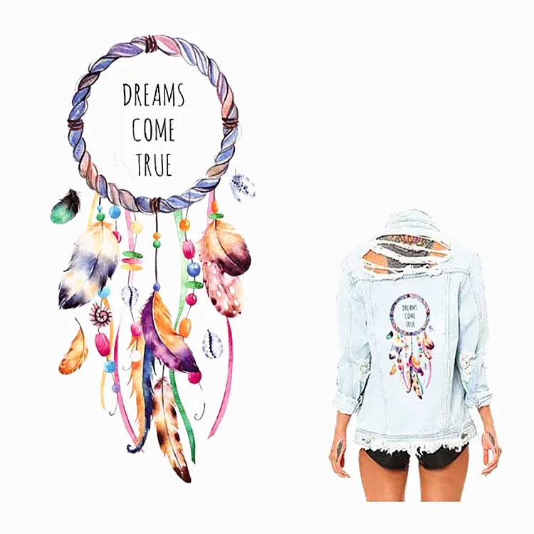 

Feather Patch Dream Catcher Ironing Stickers Unicorn Pyrography Iron-On Transfers PVC Patch Heat Transfer Vinyl For Clothes