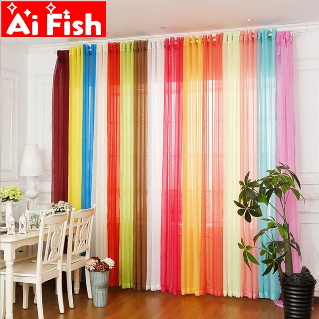 Arcobaleno di Colori Solidi Sheer Pannelli Porta Tende Della Finestra Tende Tend Arcobaleno di Colori Solidi Sheer Pannelli Porta Tende Della Finestra Tende Tend
