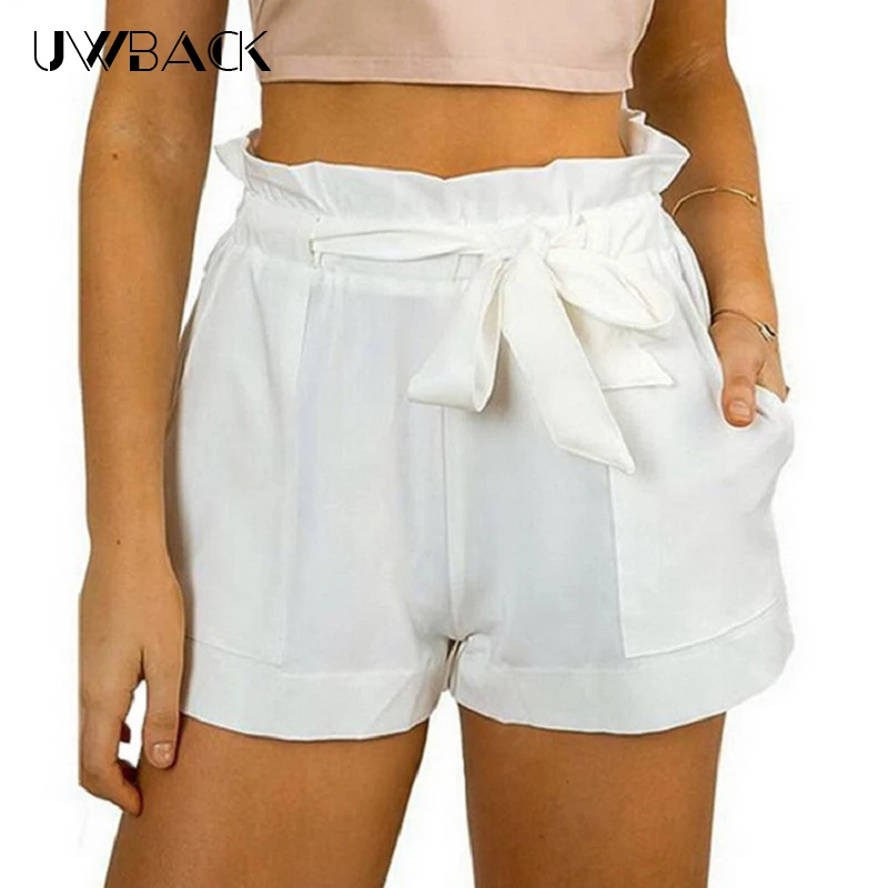 

Uwback Women Shorts Casual Sashes Shorts Femme 2018 New Summer Linen Shorts Women High Waist Shorts Loose S-XL, EB461