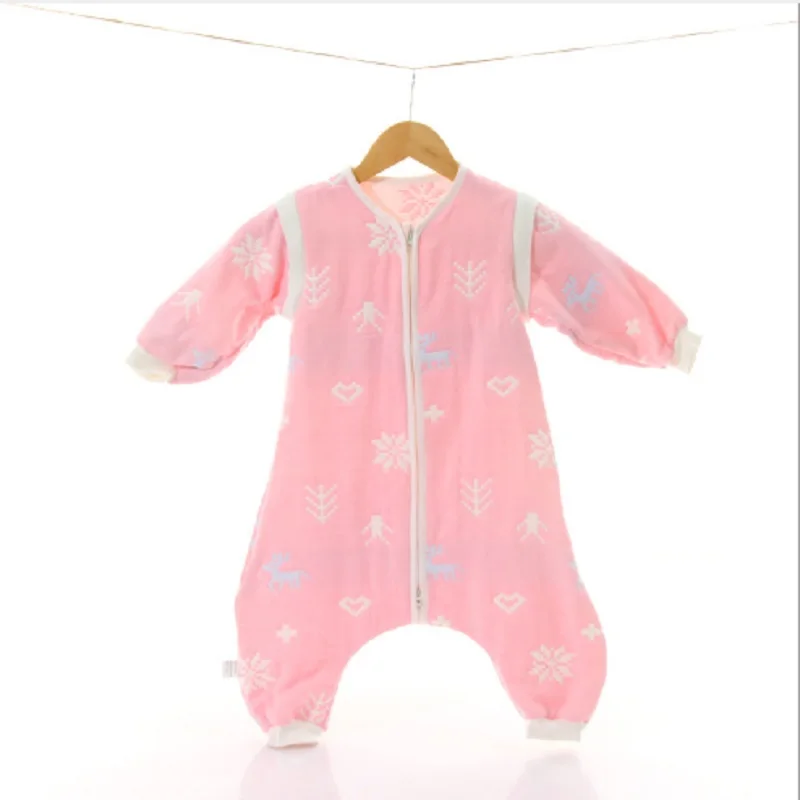 Муслин, спальный мешок для малышей, зима, 6 слоев, хлопок, детская одежда для сна с длинными рукавами, 0-5 лет, Детская Хлопковая пижама