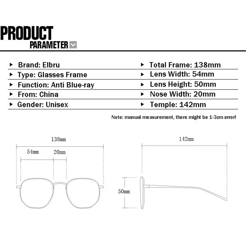 Elbru анти-синий светильник, блокирующая близорукость, очки, оправа для мужчин и женщин, полигоновая металлическая оправа Очки для работы за компьютером, анти-синий луч, очки