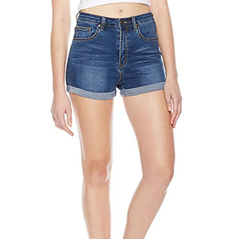 Denim Shorts Mid Waist Washed Shorts Feminino Summer Mini Jeans Shorts Solid Pockets Short Skinny Spodenki Damskie 40JUN1201