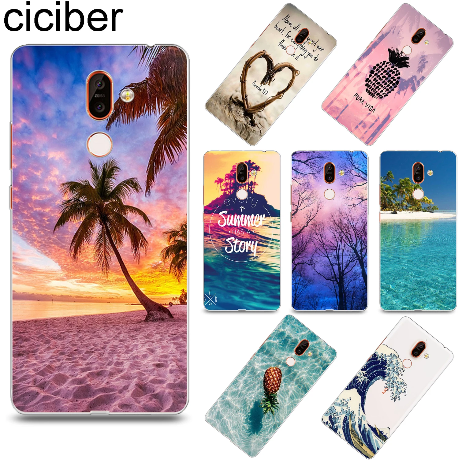 

ciciber Summer Sea Beach Cover for Nokia X6 X7 X5 X3 Soft TPU Phone Case for Nokia 9 8 8.1 7 7.1 6 6.1 5 5.1 3 3.1 2 2.1 1 Plus