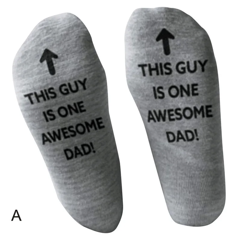 Men 'Awesome Dad' Father Gift Letter Print Funny Mid Short Socks 16