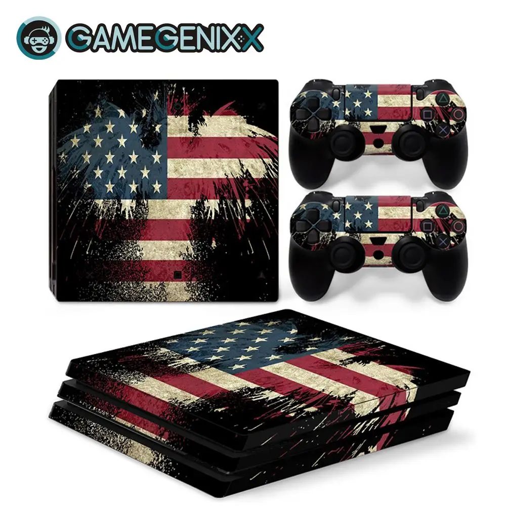 Защитная Наклейка на кожу GAMEGENIXX Съемная крышка для консоли PS4 Pro и 2 контроллера-американский флаг