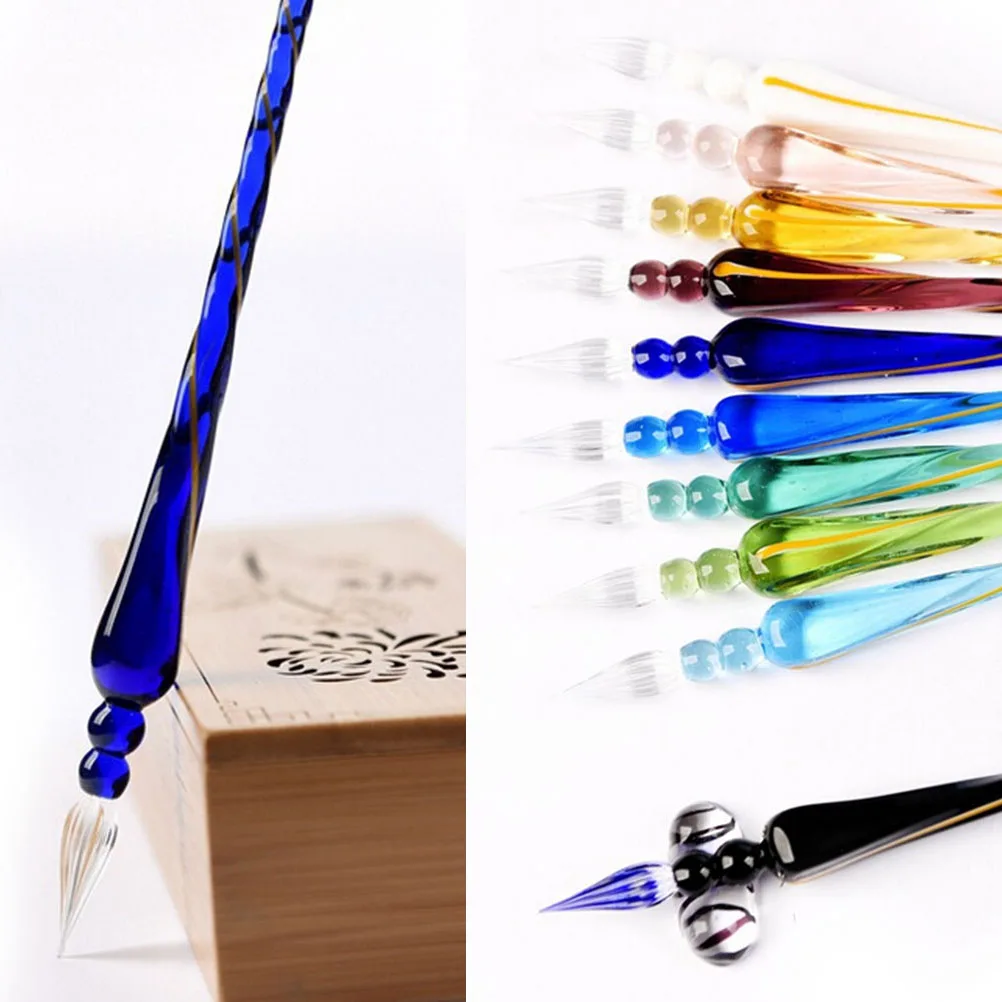 Overvalue Sky Blue Crystal Glass Dip Pen Signature Pen Fountain Pens