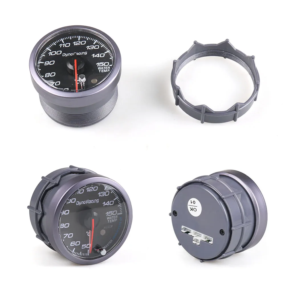 60mm 블랙 페이스 수온 게이지 Dynoracing 흰색/호박색 빛 피크 기능 50-150C 수온 게이지 자동차 미터
