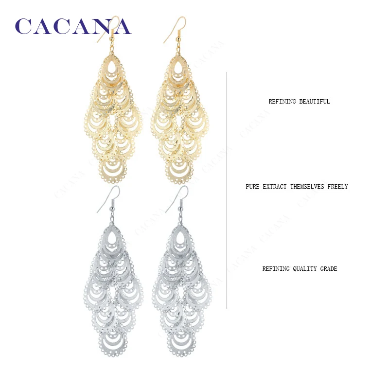 CACANA Dangle Long Earrings For Women Fashion Hollow Top Quality Bijouterie Hot Sale No.A802 A803