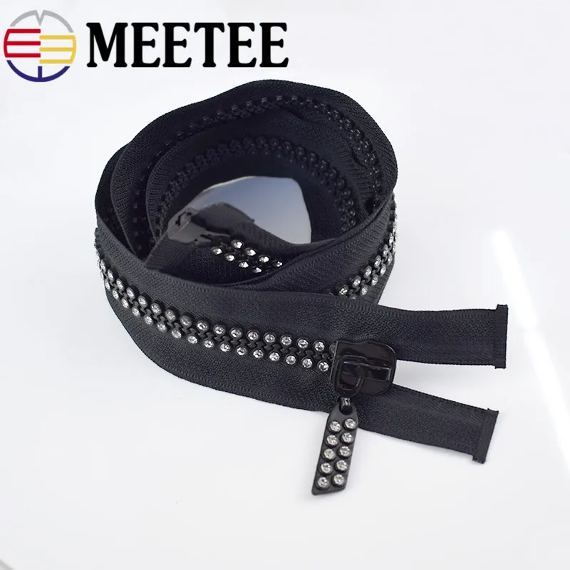 Meetee 10 #60/70/80 см один двойной ползунок молния из смолы с открытым концом алмазные
