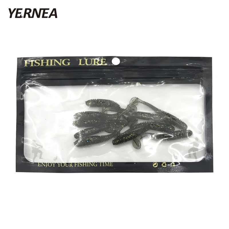 Yernea 10Pcs/Lot 1.3g 5.5 cm Worm Soft Fishing Lure T Tail Soft Bait Screw Tail Velvet False Bait Fishing Gear Smell Soft Baits