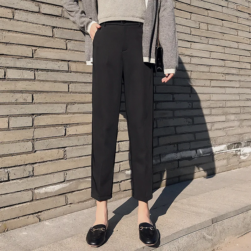 

Women Chiffon Harem Pants 2019 Leisure Loose Radish Footless Suit Pants Female Summer Straight Pants Plain Trousers Harajuku