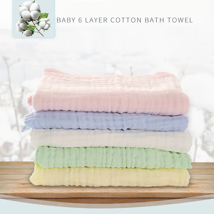 Baby Stuff Towel Cotton 6 Layers 105x105CM Newborn Swaddle Wrap Muslin Baby Wipes Kids Blankets Infant Bath Shower Beach Towel