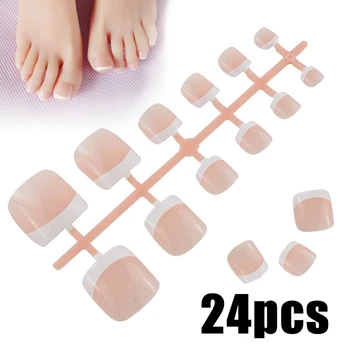 

24pcs Artificial Toe Nails Fake False Nail Tips Full Cover Natural Toes Nail Manicure Tool 12 Sizes