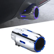 Новое поступление 35-60 мм Универсальный прямой/круглый автомобильный красный синий светодиодный светильник из нержавеющей стали Хвостовая выхлопная труба пламенный глушитель наконечник