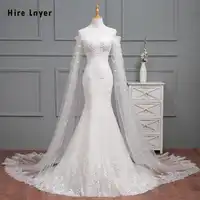 HIRE LNYER 2019 New Arrive Slim Elegant Mermaid Wedding Dress Vestido De Noiva Sereia Beaded Appliques Bridal Gown Bruidsjurken