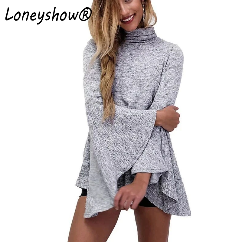 grey long sleeve turtleneck dress