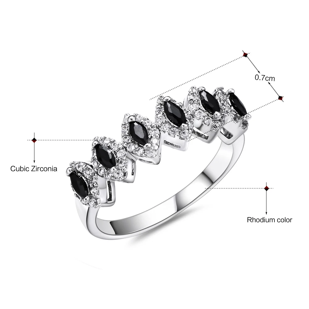 Hot Ring Horse eye shape 4 claws Jet/Clear AAA Cubic Zirconia Jewellery Good Handmade Jewelry women rings
