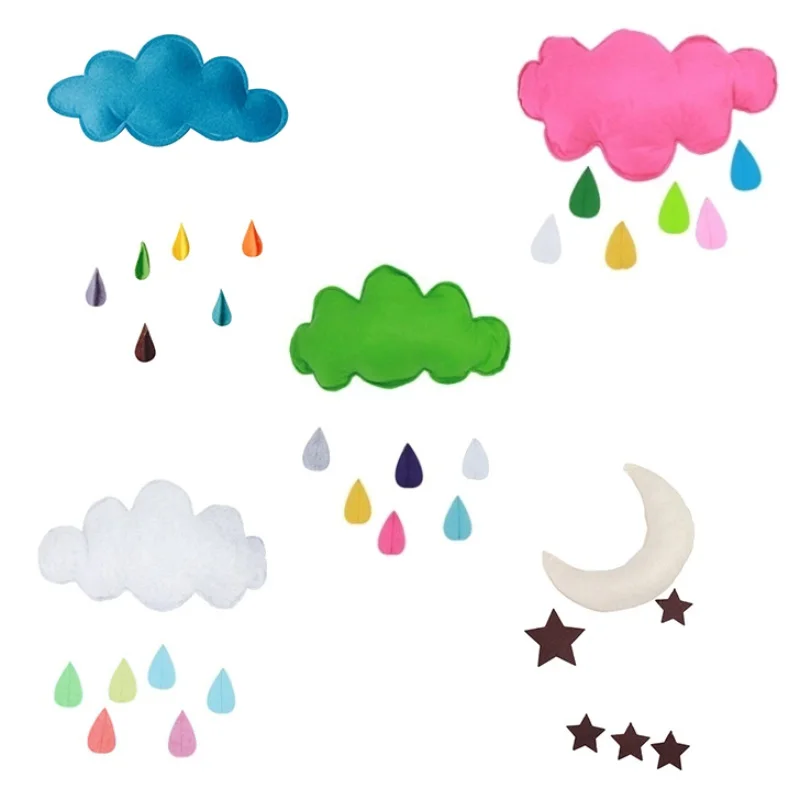 

2018 Color Clouds Raindrop Moon Pendant Nonwovens Lovely Interior Home Living Room Bedroom Decorations