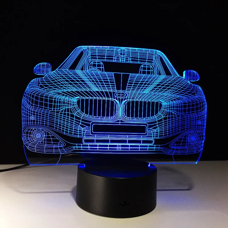 Творческий 3D визуальный светодио дный ночника Форсаж 8 автомобилей Bmw 3D ночник 7 Изменение цвета USB Мощность домашний Декор лампы