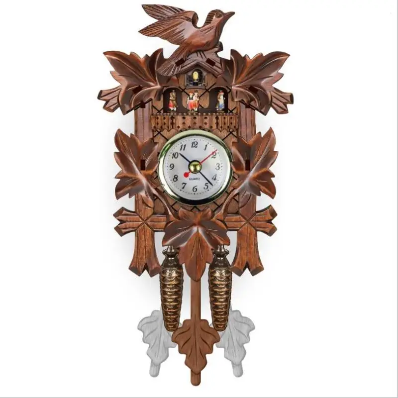 Cuckoo Wooden Wall Clock With Pendulum Bird Alarm Clock Wooden Wall
