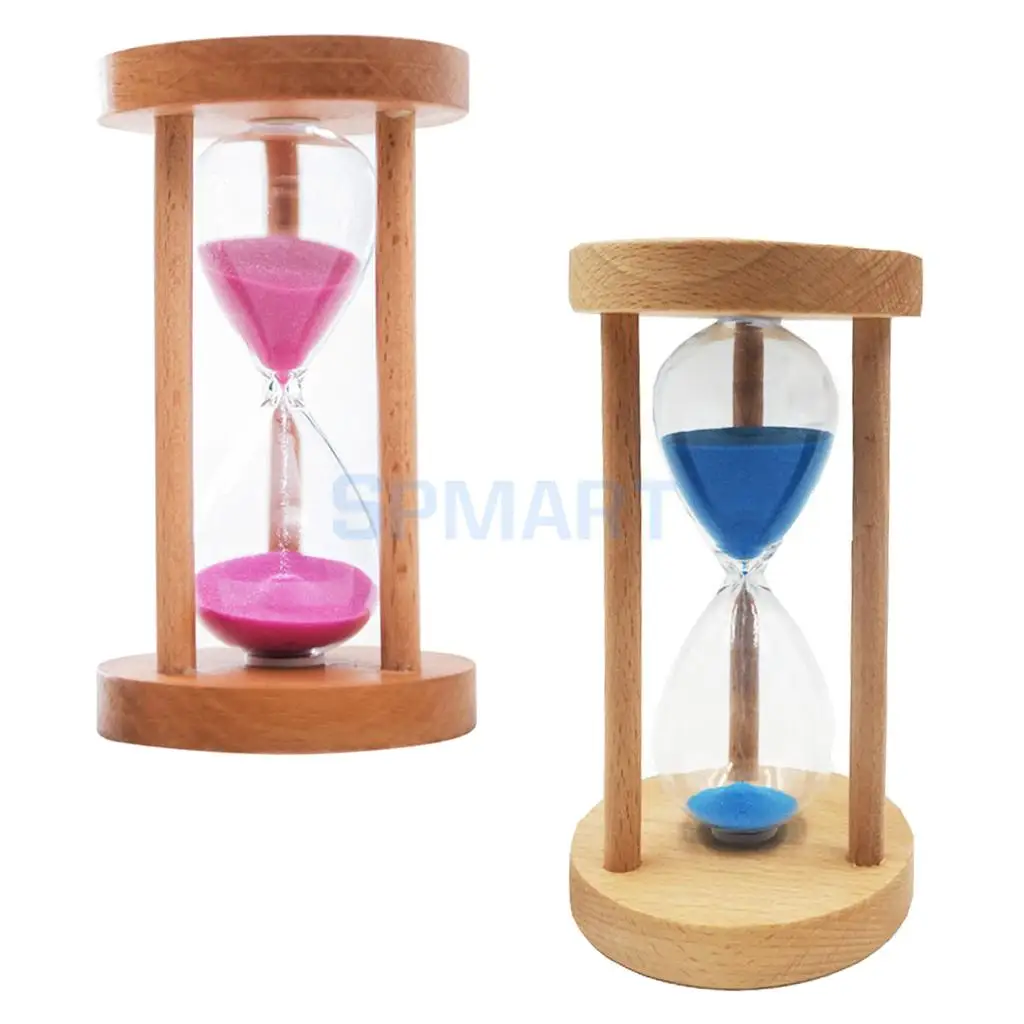 2pcs 15 Mins Wooden Framed Sand Glass Clock Hourglass Sandglass Timer Art Craft Home Office Decor Kids Gift