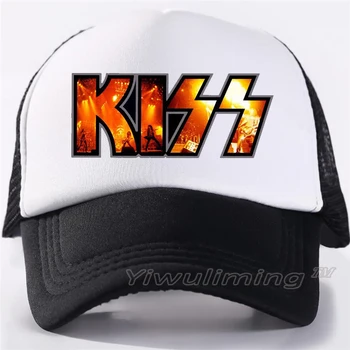 

New Summer Trucker Caps KISS Cool Summer Black Adult Cool Baseball Mesh Net Trucker Caps Hat for Men Adjustable