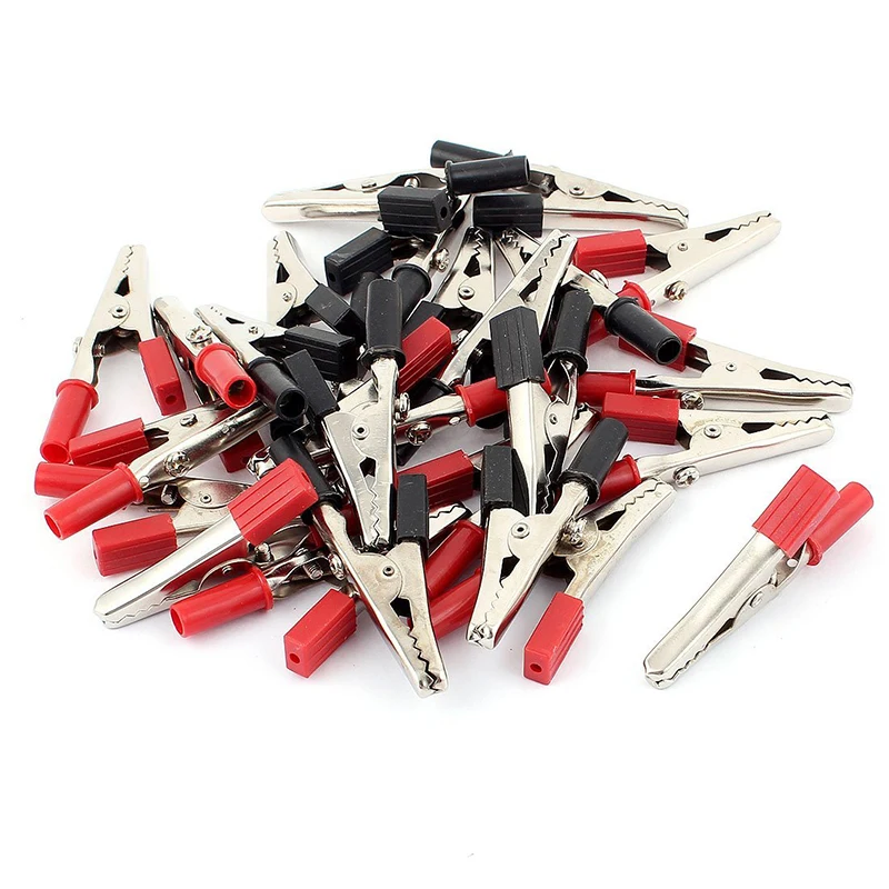 BIFI 26pcs Breadboard Test Alligator Clip Clamp 55mm Red Blackin