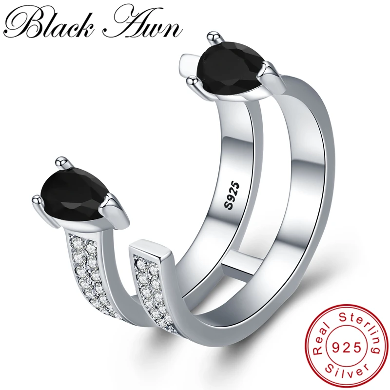 

[BLACK AWN] Cute 925 Sterling Silver Jewelry Elegant Engagement Rings for Women Open Finger Ring G061