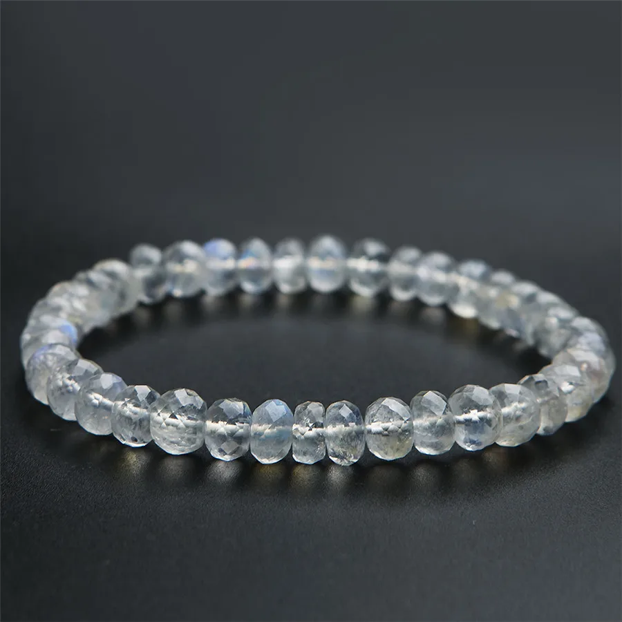 

100% Genuine Natural Labradorite Moonstone Bracelets For Women Lady Stretch Crystal Faced Abacus Bead Bracelet Drop Shipping