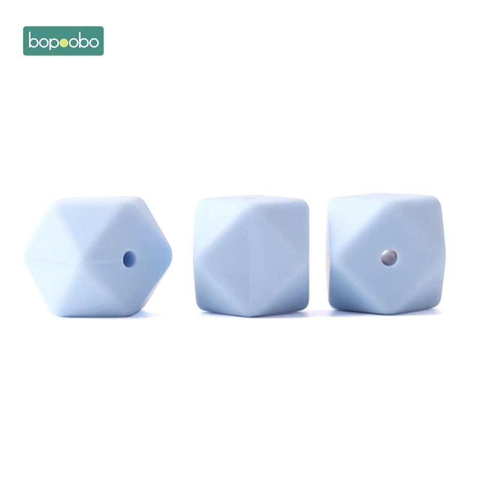 Bopoobo 50pc Silicone Hexagon Beads Baby Teething Beads Silicone Rodent Baby Nursing Accessories Silicone Teething Beads - Цвет: Candy Blue