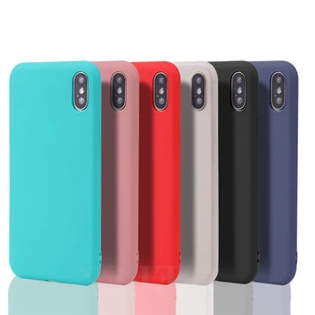

For Iphone Se 678 Plus Cover For Iphone X Candy Colors Full Cover Luxury Back Matte Soft Silicone Cases