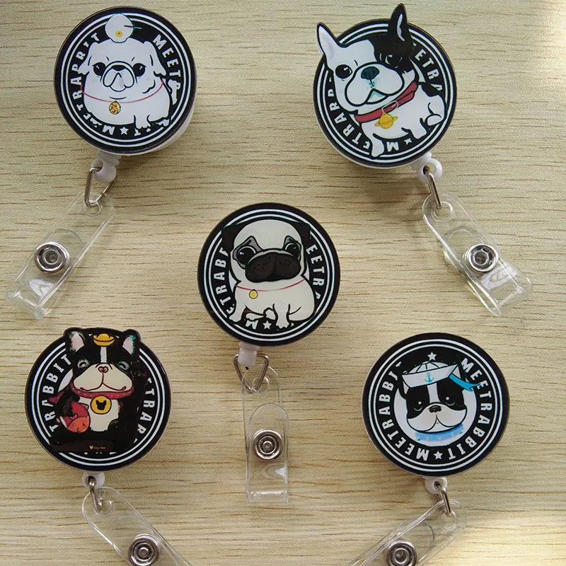 

Cute Dog Acrylic Retractable Badge Reel The New Student Nurse Exihibiton ID Name Card Badge Holder Office Stationery Supply