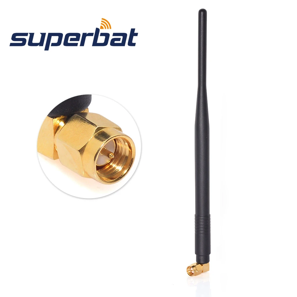 

Superbat 433Mhz 2dbi GSM Polyurethane Antenna Aerial SMA Male Right Angle Black Connector for Ham Radio