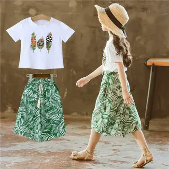 

Hot Sale 2019 Baby Girls Clothes Sets Cute Baby Girls Suits T Shirt+Pants Casual Kids Children Suits 2 Colors Age 3T-12 Years